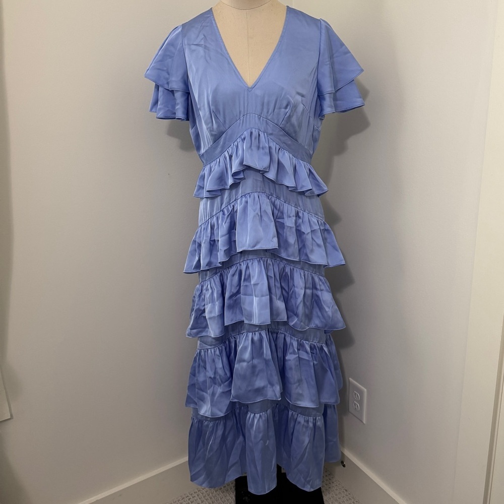 NEW Alden Adair Large Periwinkle Blue Maxi Penelope Dress ~ Ruffles Frilly
